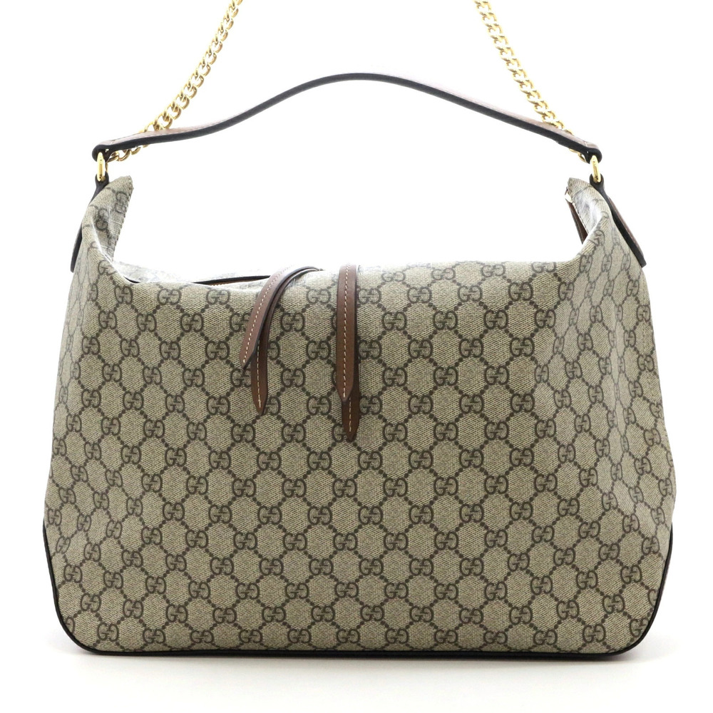 Gucci GG Supreme Bag Canvas Leather Shoulder Bag Beige Tan